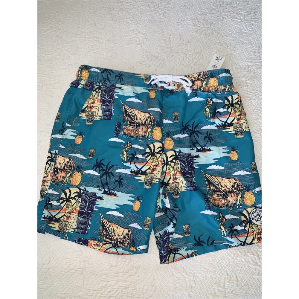 Original Penguin by‎ Munsingwear Tiki Hula Pinup Cocktail Swim Trunks NWT Large